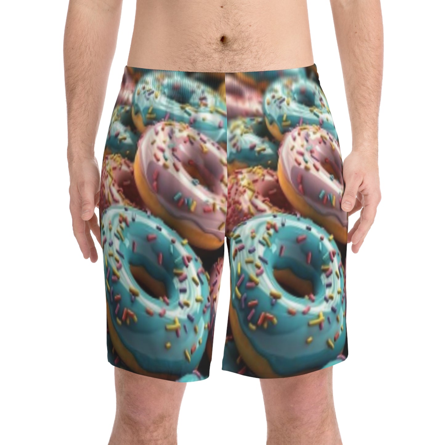 Donut Dreams Men's Beach Shorts, Fun Swim Trunks, Summer Vacation Pants, Gift for Food Lovers, Festival Attire, Casual Beachwear